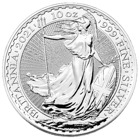 Srebrna moneta Britannia 10 oz 2021 rewers