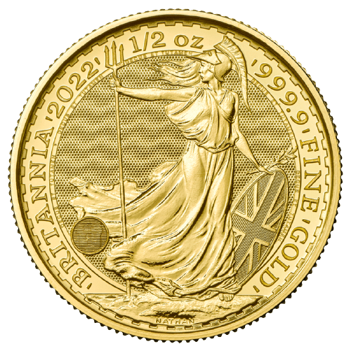 Złota moneta Britannia 1/2 oz 2022 rewers