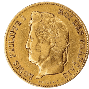 Złota moneta lokacyjna 40 Franków Francja rewers