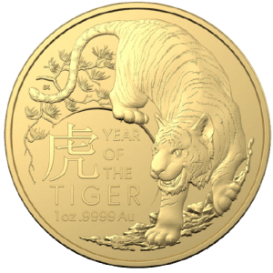 Złota moneta Lunar RAM Rok Tygrysa 1 oz 2022 rewers