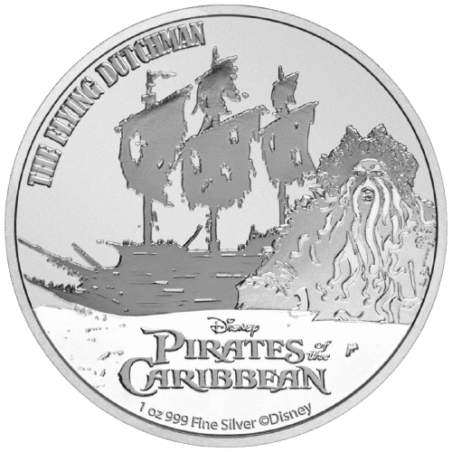 Srebrna moneta Piraci z Karaibów Latający Holender 1 oz 2021 rewers