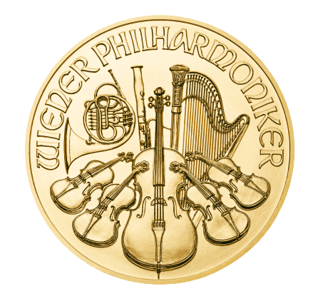 Złota moneta Wiedeńscy Filharmonicy 1/10 oz 2022 rewers