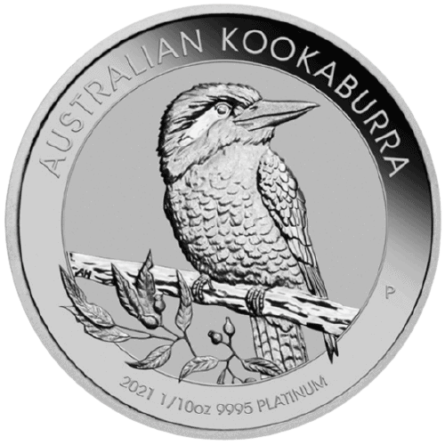 Platynowa moneta Kookaburra 1/10 oz 2021 rewers
