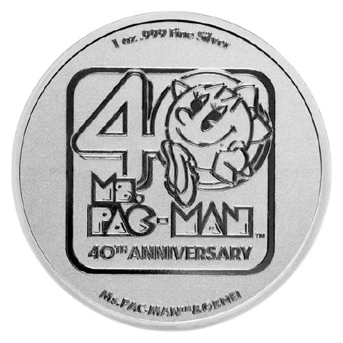 Srebrna moneta Ms PAC-MAN 40 rocznica 1 oz 2021 rewers