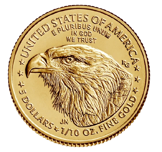 Złota moneta Orzeł Amerykański 1/10 oz 2022 rewers